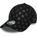 bone-curvo-preto-ajustavel-para-mulheres-9forty-monogram-da-new-york-yankees-mlb-da-new-era