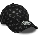 bone-curvo-preto-ajustavel-para-mulheres-9forty-monogram-da-new-york-yankees-mlb-da-new-era