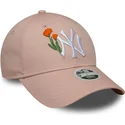 bone-curvo-rosa-ajustavel-para-mulheres-9forty-beaded-da-new-york-yankees-mlb-da-new-era
