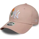 bone-curvo-rosa-ajustavel-para-mulheres-9forty-beaded-da-new-york-yankees-mlb-da-new-era