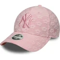 bone-curvo-rosa-ajustavel-para-mulheres-9forty-floral-towelling-da-new-york-yankees-mlb-da-new-era