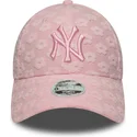 bone-curvo-rosa-ajustavel-para-mulheres-9forty-floral-towelling-da-new-york-yankees-mlb-da-new-era