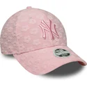bone-curvo-rosa-ajustavel-para-mulheres-9forty-floral-towelling-da-new-york-yankees-mlb-da-new-era
