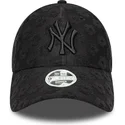 bone-curvo-preto-ajustavel-para-mulheres-9forty-floral-towelling-da-new-york-yankees-mlb-da-new-era