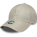 bone-curvo-bege-ajustavel-para-mulheres-9forty-woven-da-new-york-yankees-mlb-da-new-era