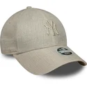 bone-curvo-bege-ajustavel-para-mulheres-9forty-woven-da-new-york-yankees-mlb-da-new-era