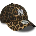 bone-curvo-leopardo-ajustavel-para-mulheres-9twenty-outline-da-new-york-yankees-mlb-da-new-era