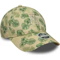 bone-curvo-bege-ajustavel-para-mulheres-9twenty-all-over-print-tropical-da-new-york-yankees-mlb-da-new-era