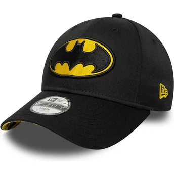 Boné curvo preto ajustável para criança 9FORTY All Over Print da Batman DC Comics da New Era