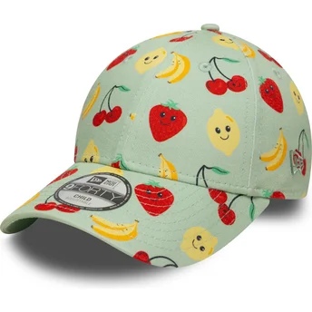 Boné curvo verde ajustável para criança 9FORTY All Over Print Fruit da New Era