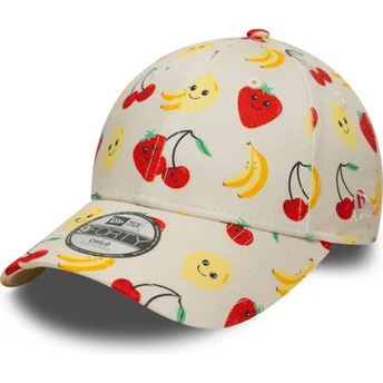 Boné curvo bege ajustável para criança 9FORTY All Over Print Fruit da New Era