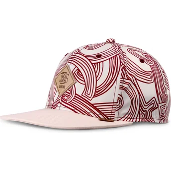 Boné plano bege e vermelho snapback MA Pattern da Djinns