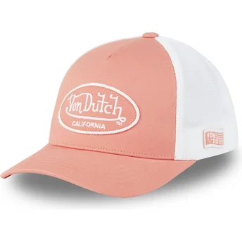 Boné trucker rosa e branco ajustável LOF B25 da Von Dutch