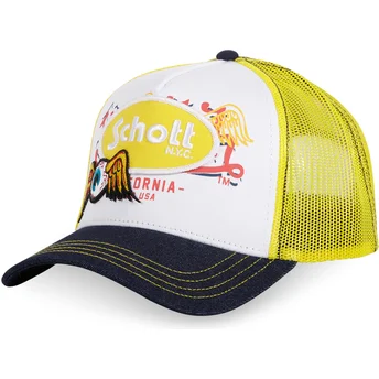 Boné trucker branco, amarelo e preto PATCH da Von Dutch x Schott NYC