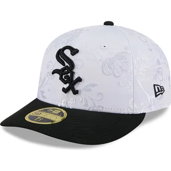 Boné plano branco e preto justo 59FIFTY Day Low Profile...