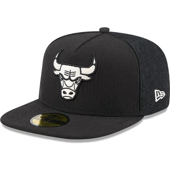 Boné plano preto justo 59FIFTY Day A Frame da Chicago Bulls NBA da New Era