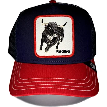 Boné trucker azul marinho e vermelho touro Raging Bull Fab Farm da Goorin Bros.