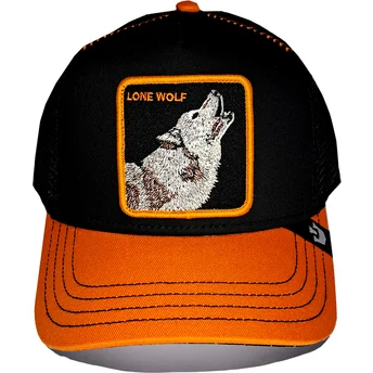 Boné trucker preto e laranja lobo Solo Wolf Fab Farm da Goorin Bros.