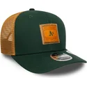 bone-trucker-verde-e-castanho-9seventy-stretch-snap-debossed-logo-da-oakland-athletics-mlb-da-new-era