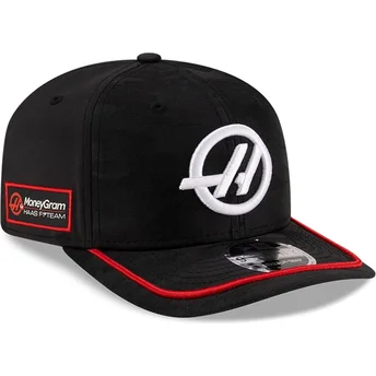Boné curvo preto snapback 9SEVENTY Stretch Snap Camo da Haas F1 Team Formula 1 da New Era