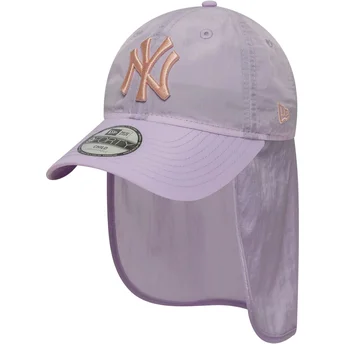 Boné curvo violeta snapback para criança 9FORTY Sun Shield da New York Yankees MLB da New Era