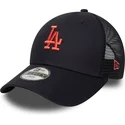 bone-trucker-azul-marinho-ajustavel-para-crianca-com-logo-vermelho-9forty-homefield-da-los-angeles-dodgers-mlb-da-new-era