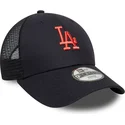 bone-trucker-azul-marinho-ajustavel-para-crianca-com-logo-vermelho-9forty-homefield-da-los-angeles-dodgers-mlb-da-new-era
