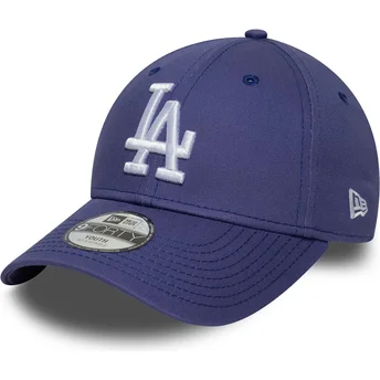 Boné curvo violeta ajustável para criança 9FORTY League Essential da Los Angeles Dodgers MLB da New Era
