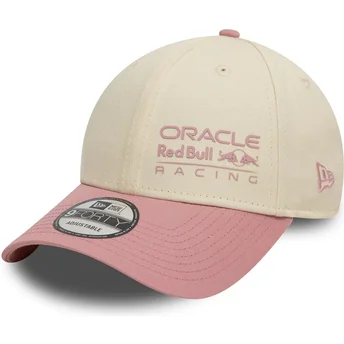 Boné curvo bege e rosa ajustável 9FORTY Contrast da Red Bull Racing Formula 1 da New Era