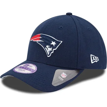 Boné curvo azul marinho ajustável para criança 9FORTY The League da New England Patriots NFL da New Era