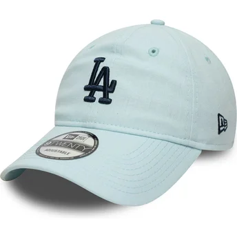 Boné curvo azul ajustável com logo azul marinho 9TWENTY Linen da Los Angeles Dodgers MLB da New Era