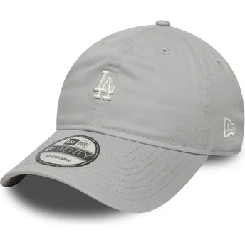 Boné curvo cinza ajustável 9TWENTY Mini Logo Washed da Los Angeles Dodgers MLB da New Era