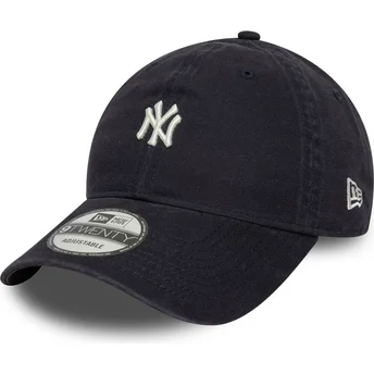 Boné curvo azul marinho ajustável 9TWENTY Mini Logo Washed da New York Yankees MLB da New Era