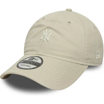 Boné curvo bege ajustável 9TWENTY Mini Logo Washed da New York Yankees MLB da New Era