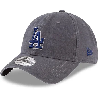 Boné curvo cinza ajustável com logo azul 9TWENTY Core Classic da Los Angeles Dodgers MLB da New Era