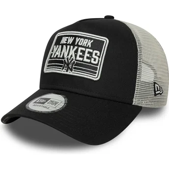 Boné trucker preto e branco A Frame Patch da New York Yankees MLB da New Era