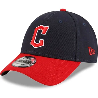 Boné curvo azul marinho e vermelho ajustável 9FORTY The League da Cleveland Guardians MLB da New Era