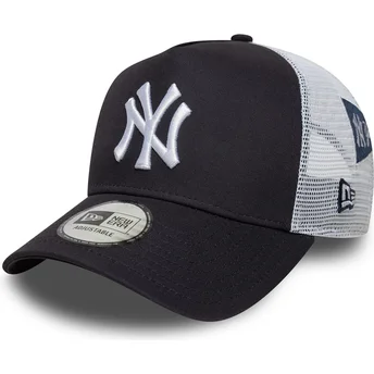 Boné trucker azul marinho e branco A Frame Multi Patch da New York Yankees MLB da New Era