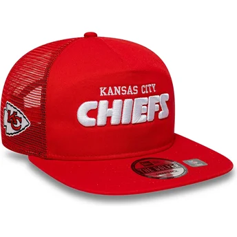 Boné plano trucker vermelho Golfer International Series Games 2024 da Kansas City Chiefs NFL da New Era