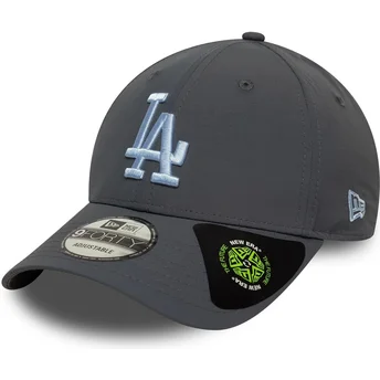 Boné curvo cinza ajustável com logo azul 9FORTY Recycled da Los Angeles Dodgers MLB da New Era