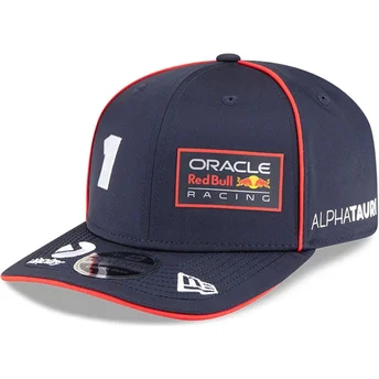 Boné curvo azul marinho snapback 9SEVENTY Stretch Snap da Red Bull Racing Formula 1 Max Verstappen da New Era