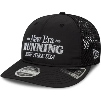 Boné trucker preto ajustável 9FIFTY Running Retro Crown da New Era