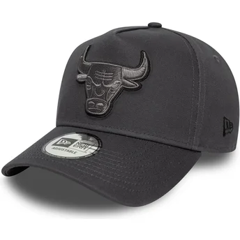 Boné curvo cinza snapback com logo cinza E Frame Tonal Outline da Chicago Bulls NBA da New Era