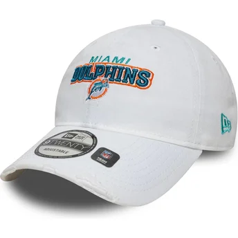 Boné curvo branco ajustável 9TWENTY Washed Distress da Miami Dolphins NFL da New Era