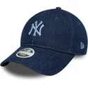 bone-curvo-azul-marinho-ajustavel-para-mulheres-9twenty-denim-da-new-york-yankees-mlb-da-new-era