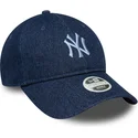 bone-curvo-azul-marinho-ajustavel-para-mulheres-9twenty-denim-da-new-york-yankees-mlb-da-new-era