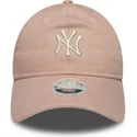 bone-curvo-rosa-ajustavel-para-mulheres-9twenty-dye-denim-da-new-york-yankees-mlb-da-new-era