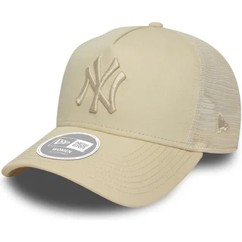 Boné trucker bege para mulheres A Frame League Essential da New York Yankees MLB da New Era