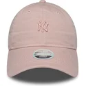 bone-curvo-rosa-ajustavel-para-mulheres-com-logo-rosa-9twenty-mini-washed-da-new-york-yankees-mlb-da-new-era