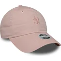 bone-curvo-rosa-ajustavel-para-mulheres-com-logo-rosa-9twenty-mini-washed-da-new-york-yankees-mlb-da-new-era